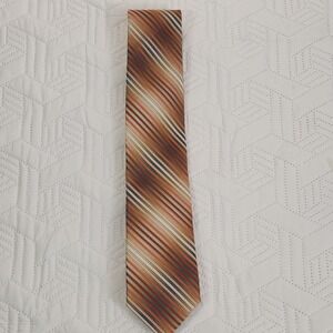 Madison Men's Necktie Diagonal Stripe, Burnt Orange, Grey,‎ Beige Business